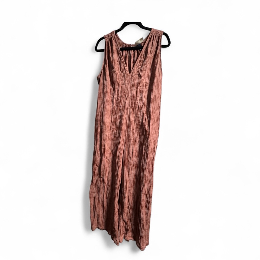 100% Gauze Cotton Muslin Dusty Pink Jumpsuit Neutral Natural Fiber Boho - Picture 4 of 6